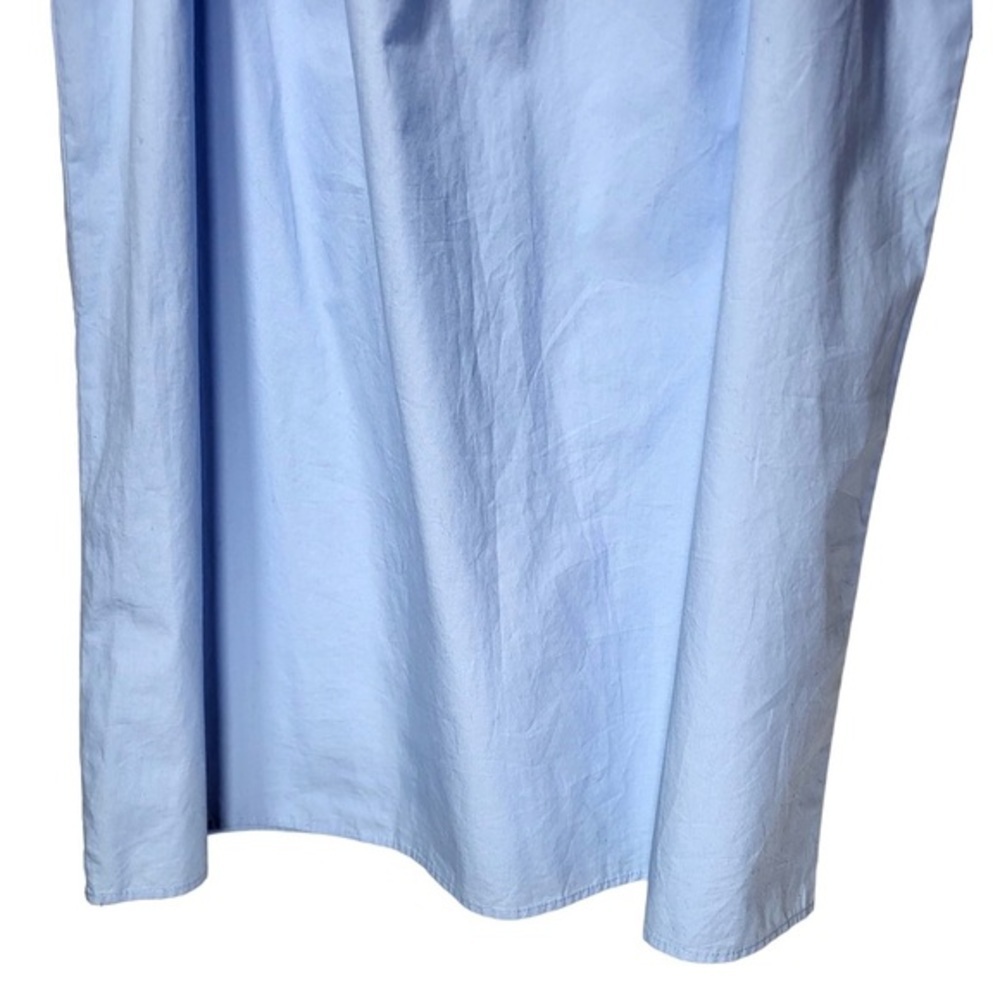 NEW Zara Cotton Off The Shoulder Smocked Poplin Babydoll Mini Dress in Blue - Picture 5 of 9